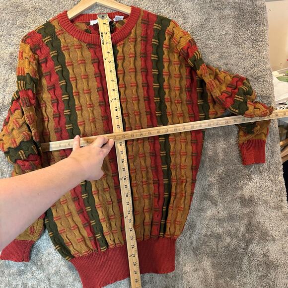 Vintage Weathervane 3D Knit Stripe Sweater L Large Men's Cosby Coogi Style - Picture 7 of 7